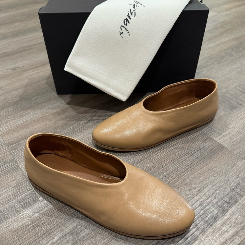 Marsell Coltellaccio Ballerina Pelle Vitello Nocciola In Hazelnut Leather Flats